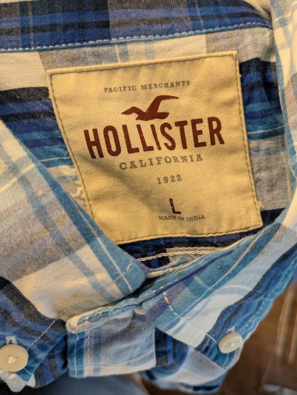 Hollister Men’s Blue Plaid Button-Down Shirt